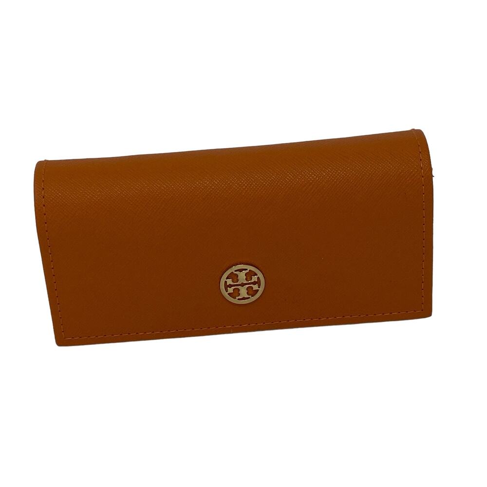 Tory Burch Orange Gold Tone Logo Sunglasses Eyeglasses Case 6.5 x 3.5 Case Only